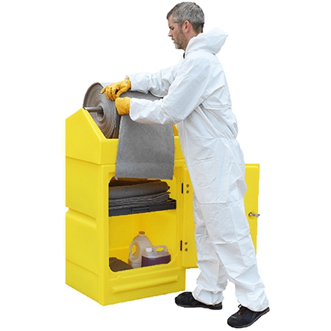 Lockable Absorbent Storage Cabinet with Roll Holder