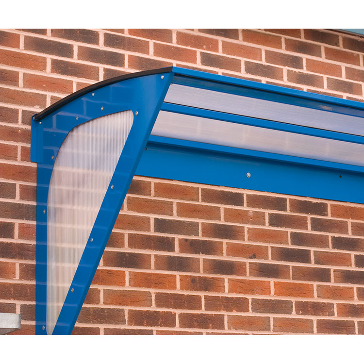 Small Wall Mounted Smoking Shelter - Blue Close Up