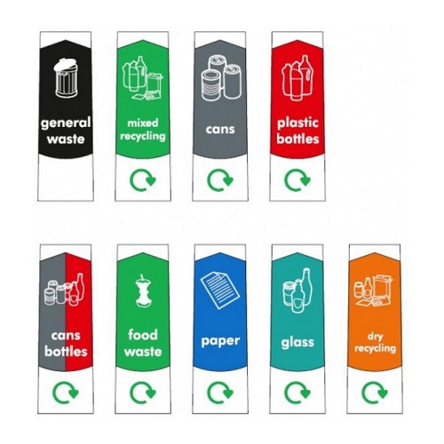 Slim Jim Recycling Bin - 60 Litre - Labels