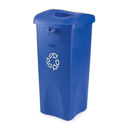 Untouchable Square Recycling Bin - 85 Litre - blue with can/bottle lid