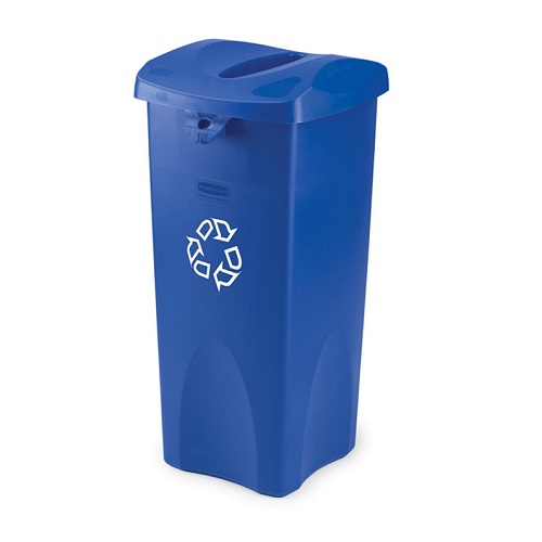Untouchable Square Recycling Bin - 85 Litre blue with paper lid aperture