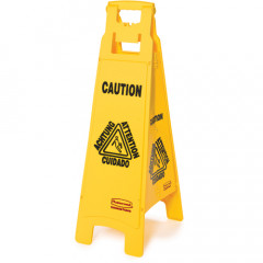 4-Sided Multilingual "Caution" Floor Sign 