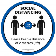 2m Distancing Social Distancing Blue Floor Graphic - 280mm - Multipack