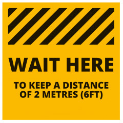Social Distancing Wait Here Floor Graphic - 260mm - Multipack