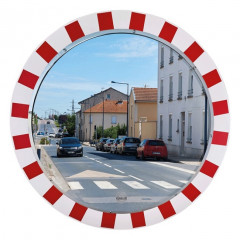 1000mm Diameter Stainless Steel Traffic Mirror with Red & White Frame