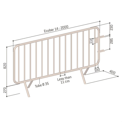 ECOBAR Galvanised Steel Crowd Safety Barrier - Pack of 25