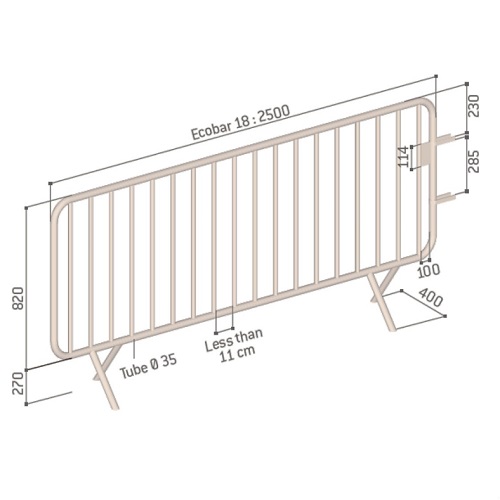 ECOBAR Galvanised Steel Crowd Safety Barrier - Pack of 25