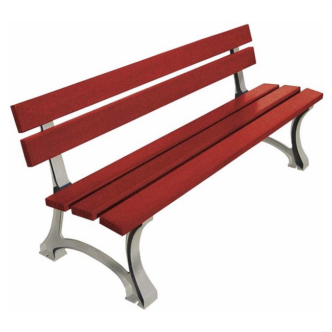 Outdoor Cast Steel and Oak Bench