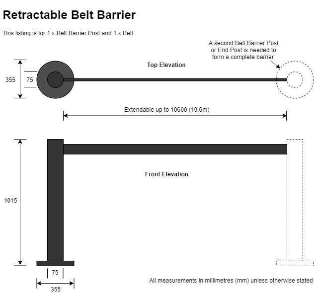 SafetyPro 335 Heavy Duty Portable Retractable Belt Barrier - 10.6m Belt