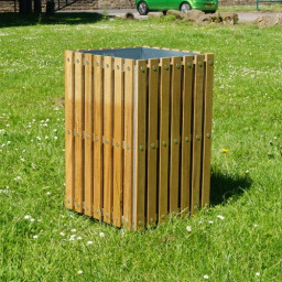 Square Slatted Open Top Litter Bin - 112 Litre