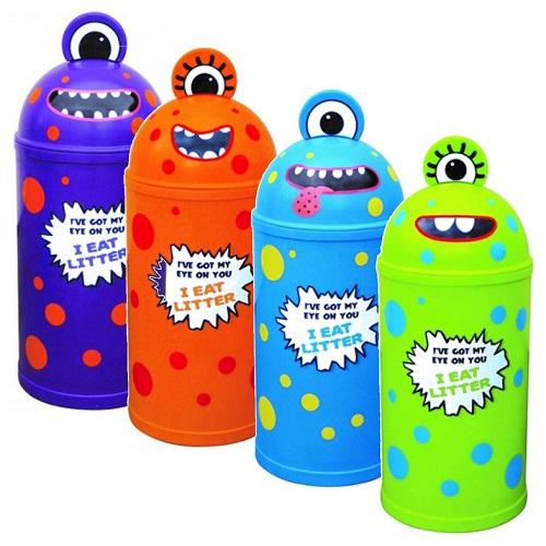 Set of 4 Monster Litter Bins
