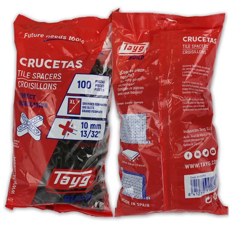 Floor & Wall Cross Tile Spacer - 10mm - Pack of 100