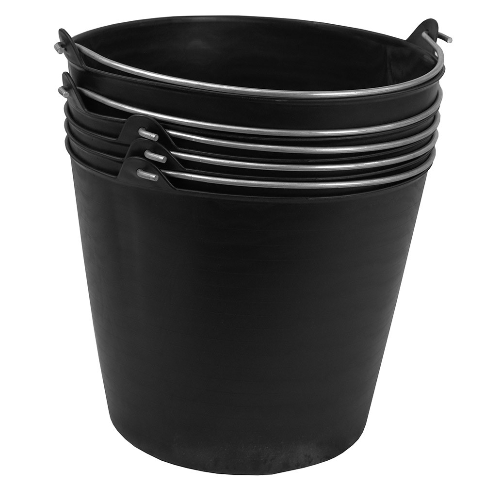 Flexi Tub Multi-Purpose Plastic Trug with Metal Handle - 26 Litre Capacity - Pack of 5