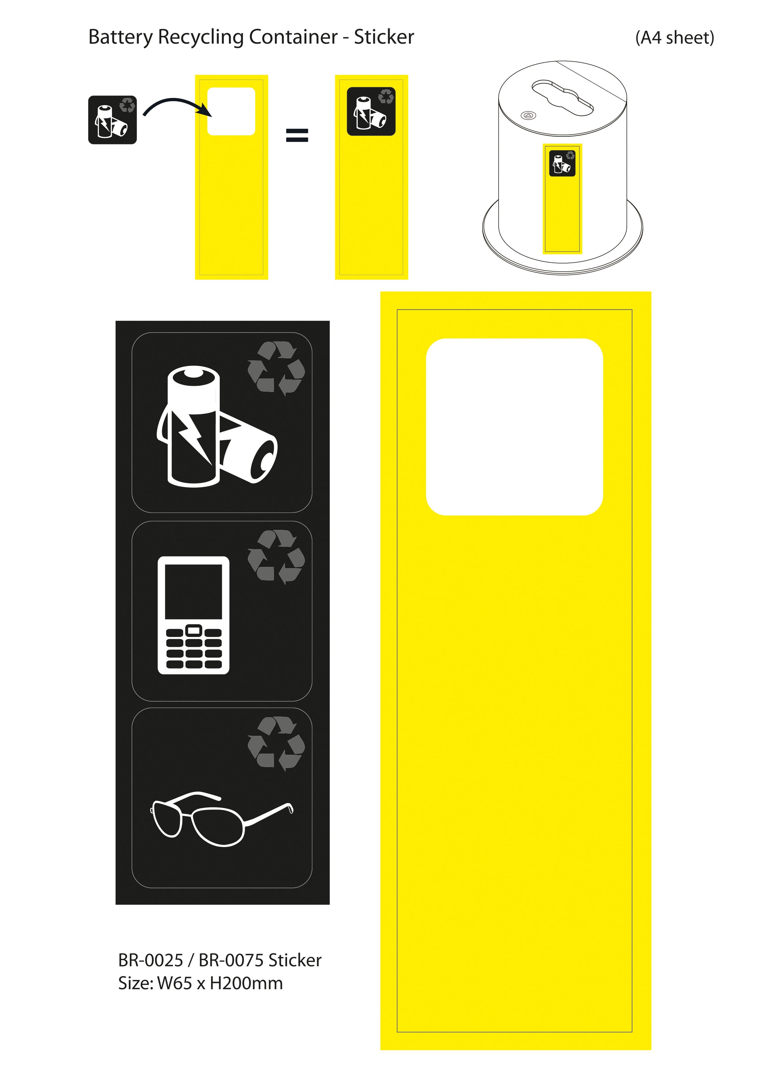 Acrylic Lockable Battery Recycling Bin - 12 / 37 Litres