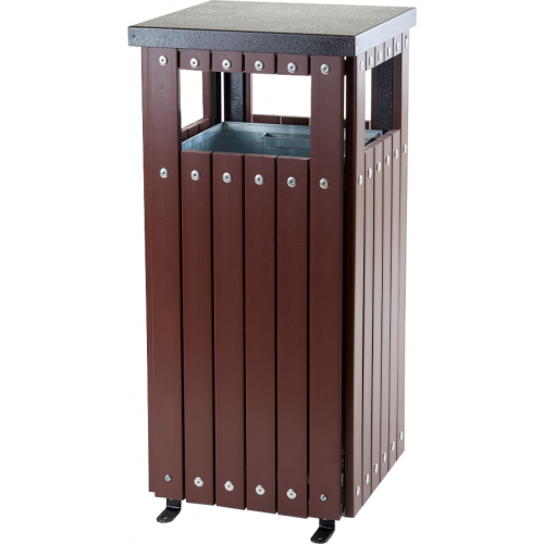Square Wood Effect Waste Bin - 36 Litre