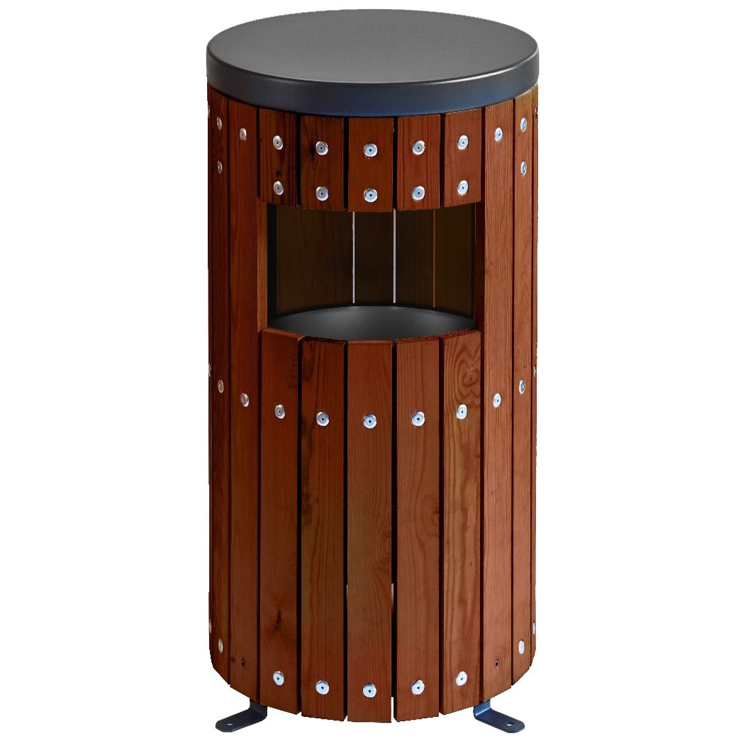 Round Wood Effect Waste Bin - 33 Litre