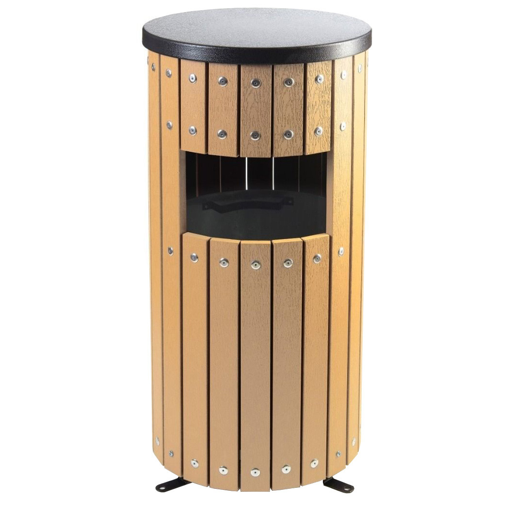 Round Wood Effect Waste Bin - 33 Litre - beech
