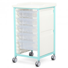 Steel Standard Level Single Column Tray Trolley - 4 Small and 1 Deep Drawers