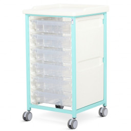 Steel Standard Level Single Column Tray Trolley - 6 Small Drawers