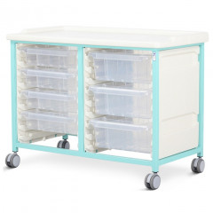 Steel Low Level Double Column Tray Trolley - 4 Small and 3 Deep Drawers
