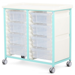 Steel Standard Level Double Column Tray Trolley - 8 Deep Drawers