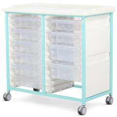 Steel Standard Level Double Column Tray Trolley - 8 Small and 2 Deep Drawers