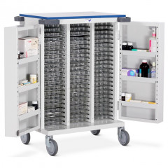 Double Door Unit Dosage Trolley - Biodose and MultiMeds - 69 Trays