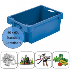 60 Litre HDPE Stacking Containers - Wholesale Full Pallet