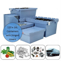 16 Litre HDPE Multiway Containers with Hinged Covers 