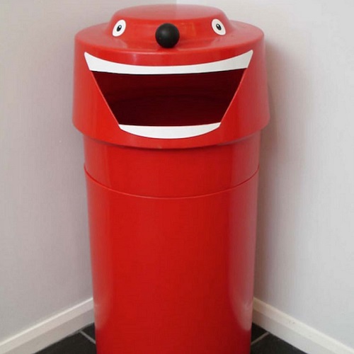 Face Litter Bin - 90 Litre Capacity - red