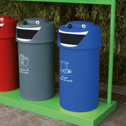 Face Litter Bin - 90 Litre Capacity - blue