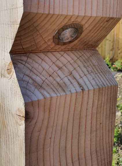 Stratton Single LED Lighting Larch Timber Bollard - close up