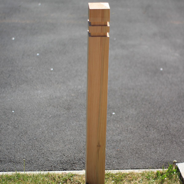 Seaton Larch Timber Bollard - 94 x 94 x 1200mm - lifestyle
