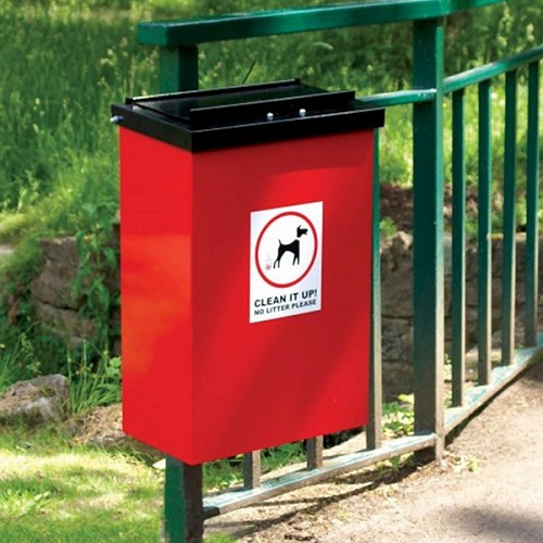 Post Mountable Galvanised Steel Dog Waste Bin with Chute