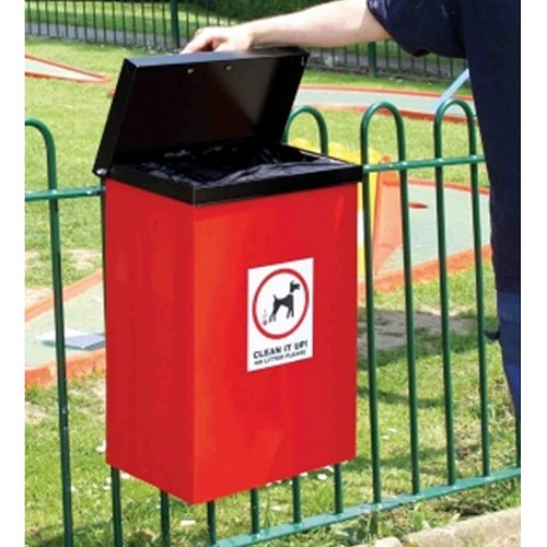 Post Mountable Galvanised Steel Dog Waste Bin
