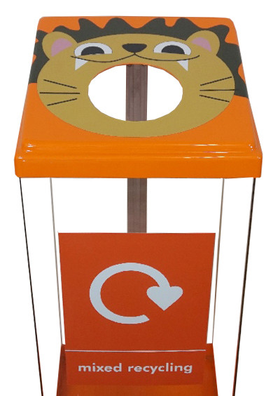 Box Cycle Animal Face Recycling Bin - 60 Litre Capacity