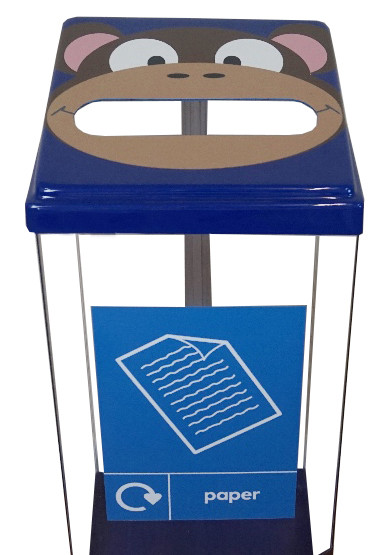 Box Cycle Animal Face Recycling Bin - 60 Litre Capacity