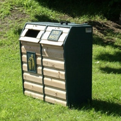 Timber Fronted Combined Dog Waste and Litter Bin - lifestyle