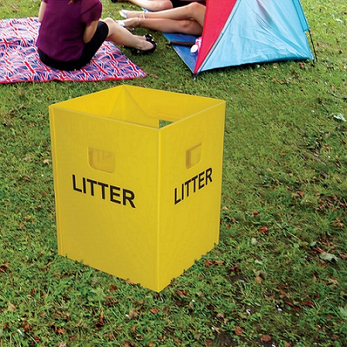 Flat Pakka Litter Bin - Pack of 10 - yellow