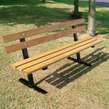 Iroko Hardwood Slatted Bench with Backrest
