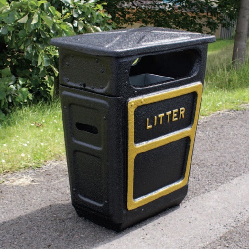 Fire Retardant GRC Closed Top Litter Bin - 84 Litre