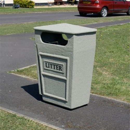 Fire Retardant GRC Closed Top Litter Bin - 84 Litre
