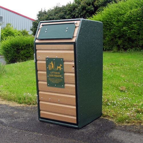 Timber Fronted Single Litter Bin - 105 Litre