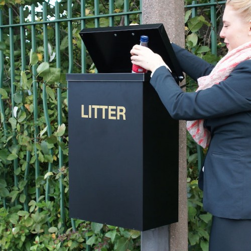 Square Post Mountable Litter Bin - 56 Litre
