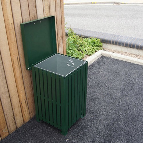 Anti Vandal Square Litter Bin - 112 Litre