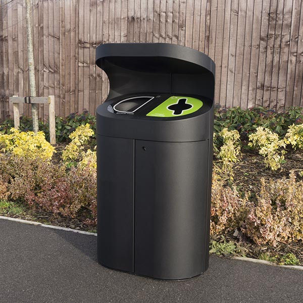 Torpedo Double External Recycling Bin With Hood - 120 Litre