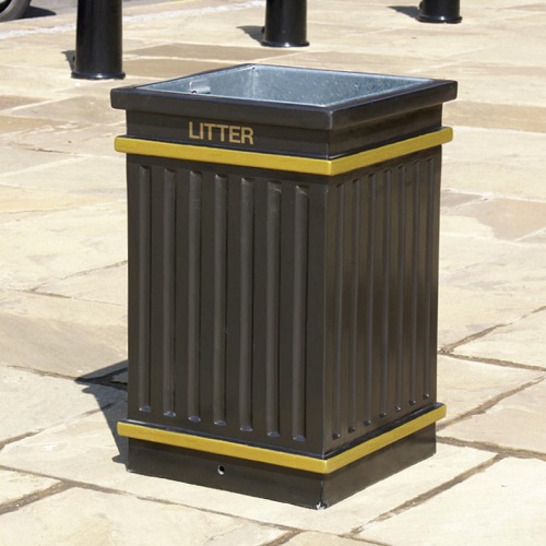 GRP Square Fluted Open Top Litter Bin - 112 Litre
