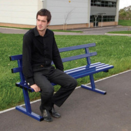 Anti-Vandal Bench With Backrest - blue lifestyle