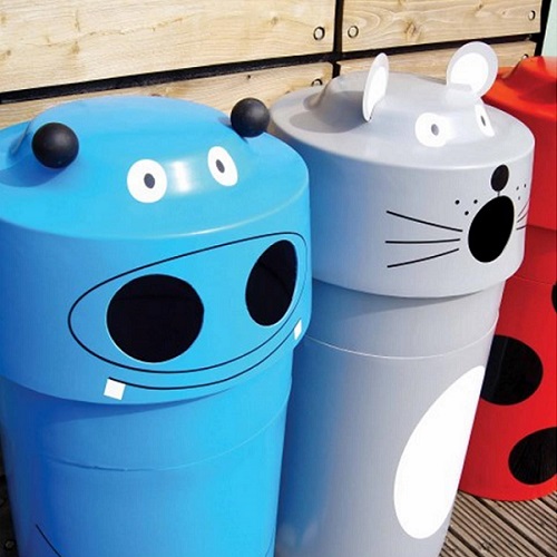 Set of 4 Animal Face Litter Bins