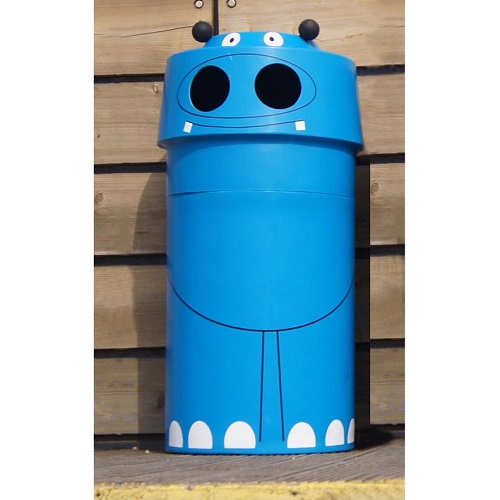 Hippo Animal Face Litter Bin - 90 Litre 